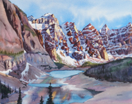 Moraine Lake Louise Banff Kendra Dixson artist watercolour painting Mountain Galleries