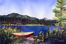 Canoe by Lake Kendra Smith Art